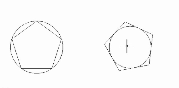 cad中怎样在圆内圆外画五边形