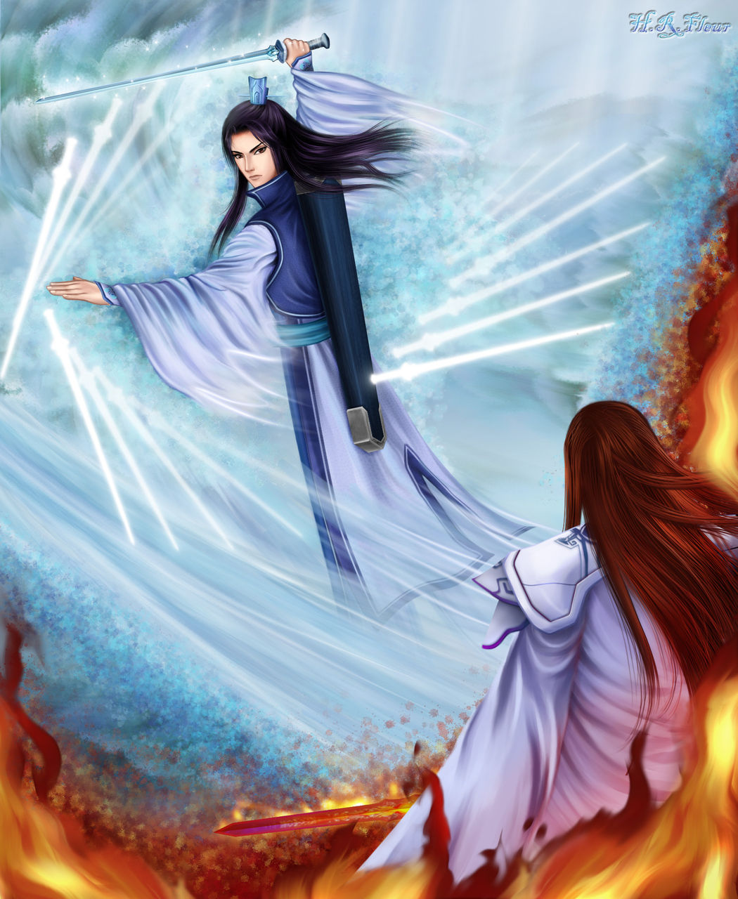 求ps高手怎样制作白色剑气效果如下图