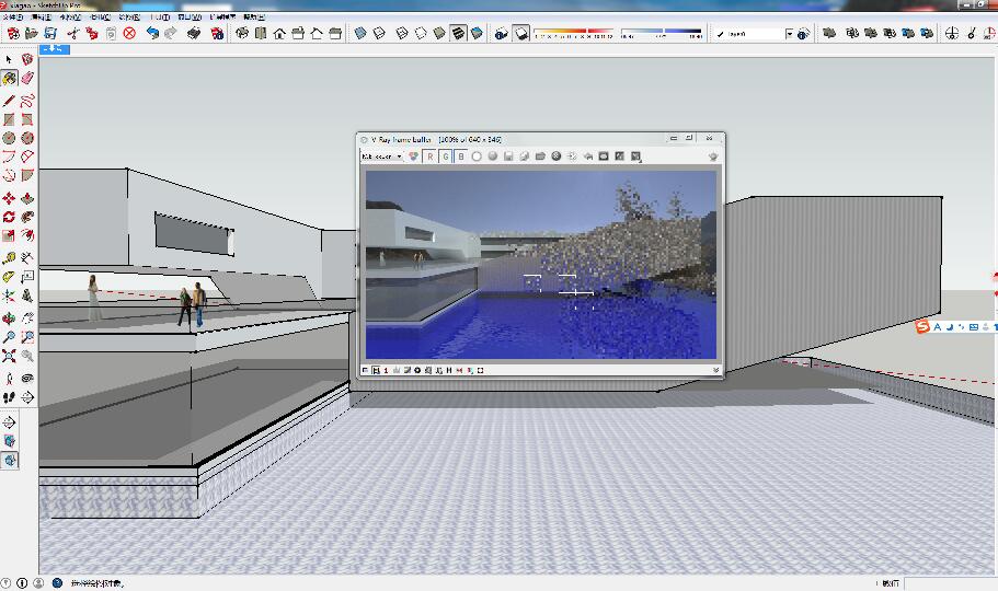 vray20forsu2015渲染水面在材質面板水面材質的折射層裡只要調過霧的