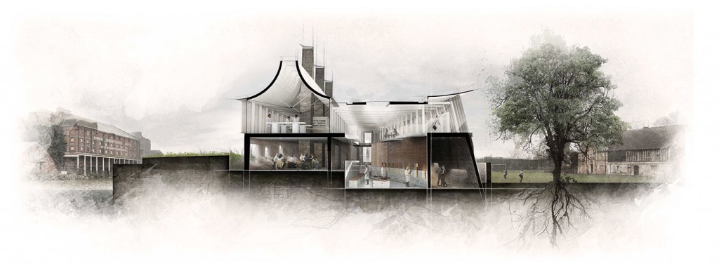 建筑剖面图图片里泥土天空树带根用ps怎么做