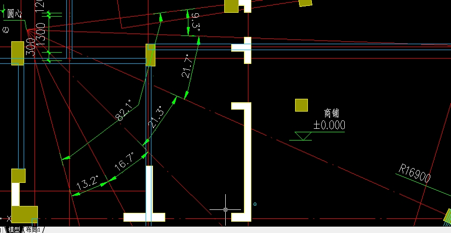 请问CAD这里的圆弧轴网是怎么画的，圆心怎么确定？