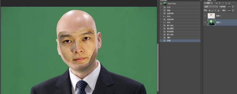 ps自动混合图层换脸中间有透明色