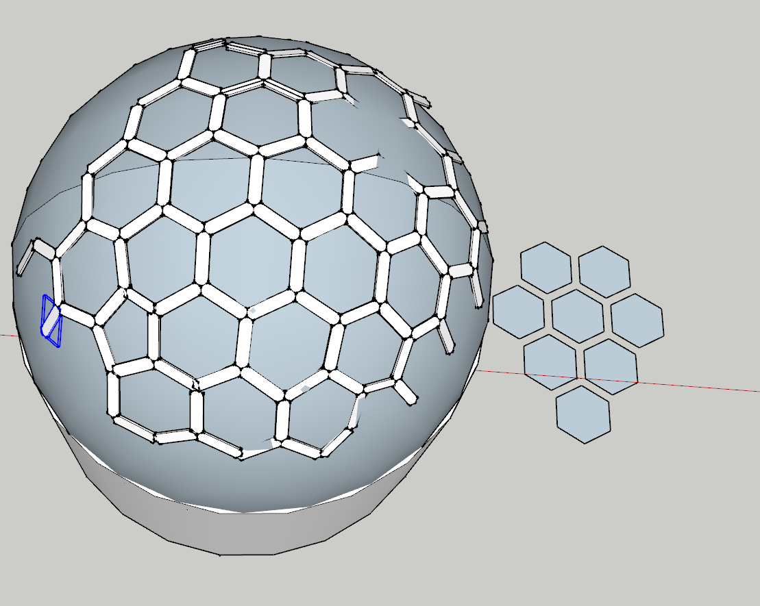 3dmax或者草图大师怎么用六边形包住一个球体