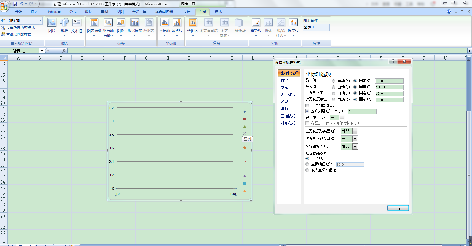 Office‘WPS对数坐标只显示两个刻度
