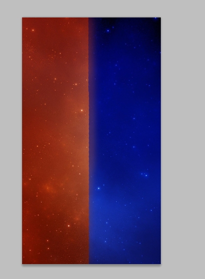 请问如何在ps中让这张图左右的颜色从红到蓝自然过渡?