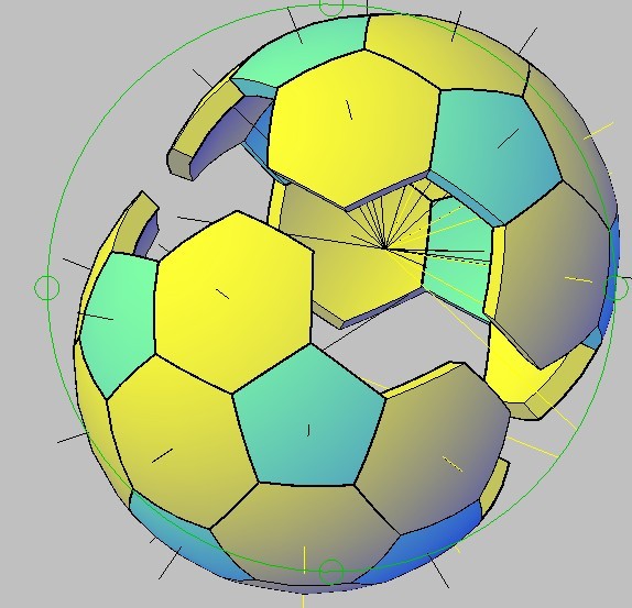 三维cad画足球如何连接成一个整体