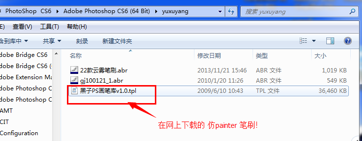 我要在PS CS6.0上安装仿pAInter 在网上下载了好几个 都是tpl格式的，不知道咋安装，求教！
