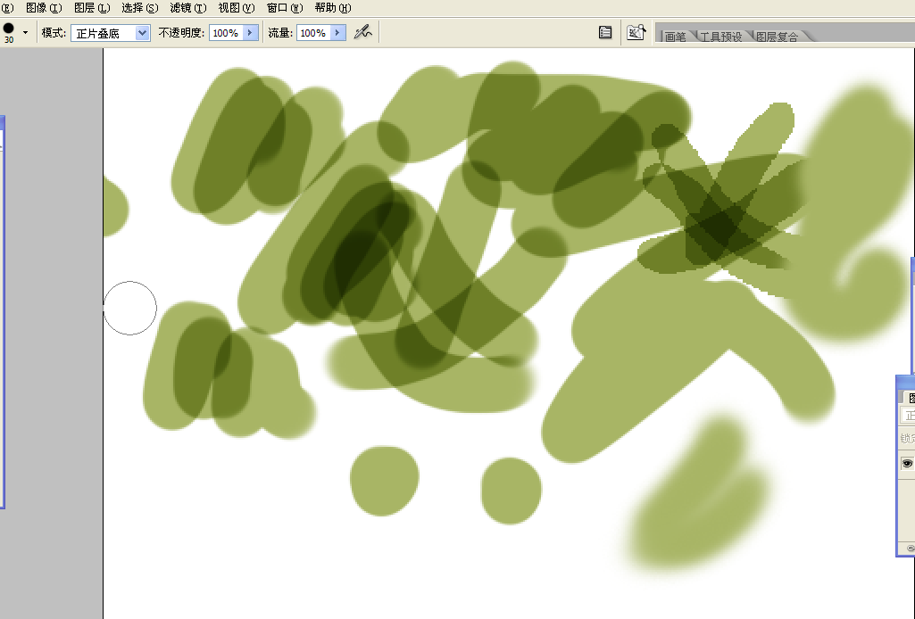 ps画笔工具笔刷颜色变成重叠变深