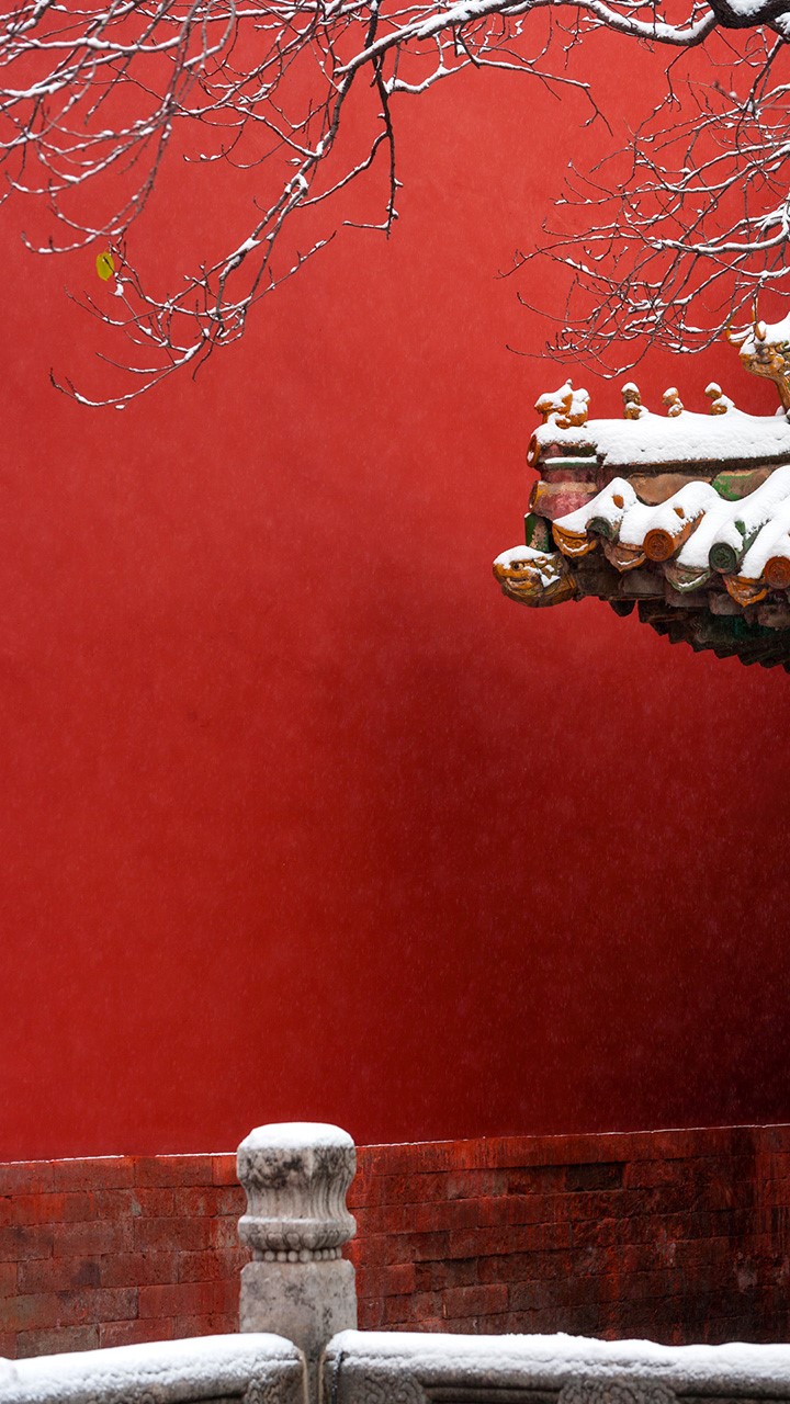 想问一下故宫博物院官方故宫雪景的红墙红柱屋顶及整体色调是怎么调的