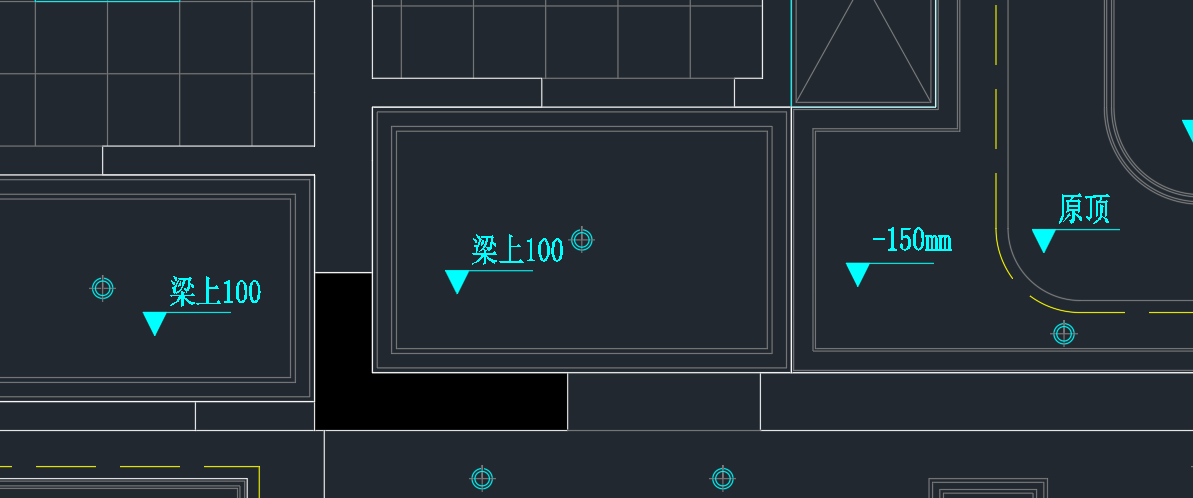 CAD里面吊顶上标注的梁上100是什么意思？