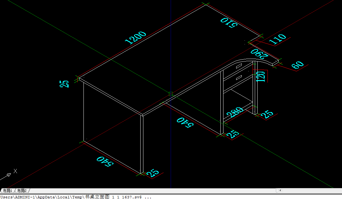 cad在西南等轴侧画的柜子立面图怎样放在平面视图中?