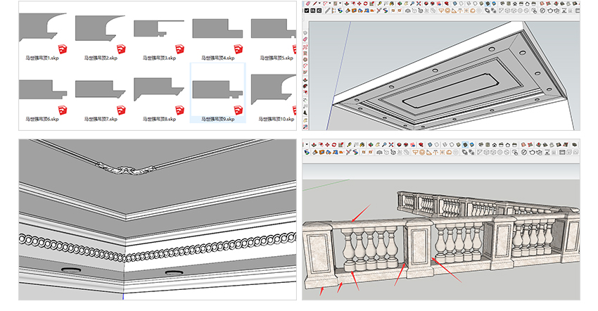 SketchUp高级构件库制作一键吊顶带灯带射灯教程