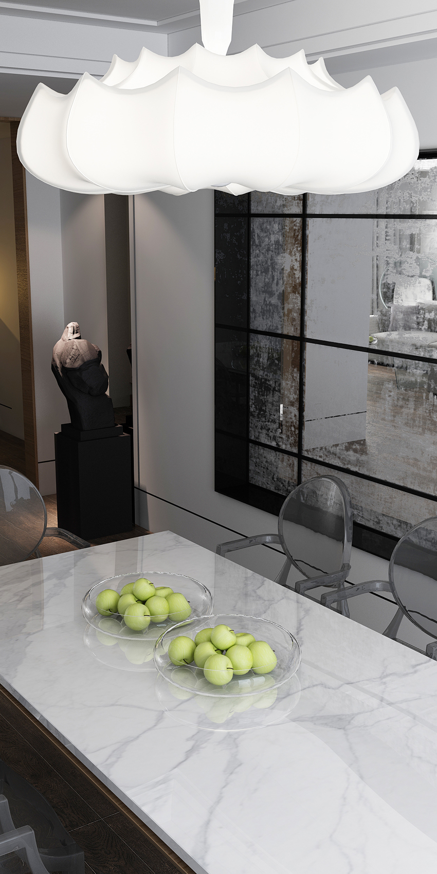 超写实黑白灰现代客厅材质灯光表现技法
