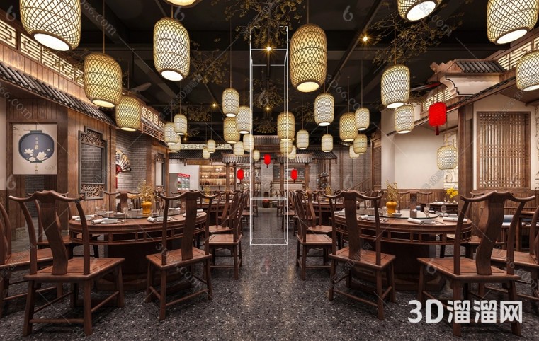 中式餐厅设计：如何打造具有中国风的餐饮空间-3d溜溜网