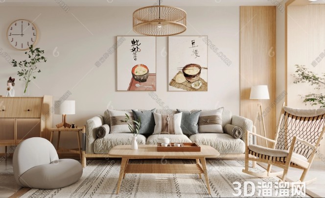 日系风格客餐厅设计灵感:体验简约与和谐的日式美学-3d溜溜网