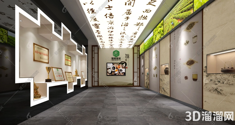 茶厅展厅装修3D效果图：营造雅致品茗空间