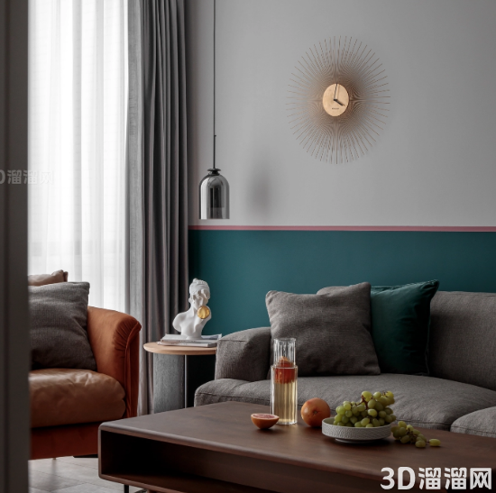 120㎡北欧混搭，摩洛哥蓝+胭脂粉大胆撞色：“冬日莫吉托”住宅设计案例