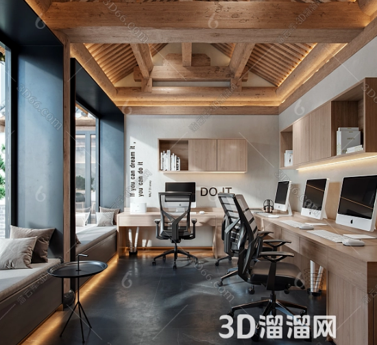 如何打造充满禅意氛围的办公室设计？-3d溜溜网
