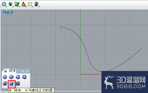 Rhino中怎样绘制与曲线相切的球体？