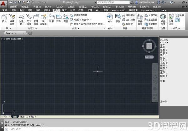 AutoCAD2014如何调出屏幕菜单？