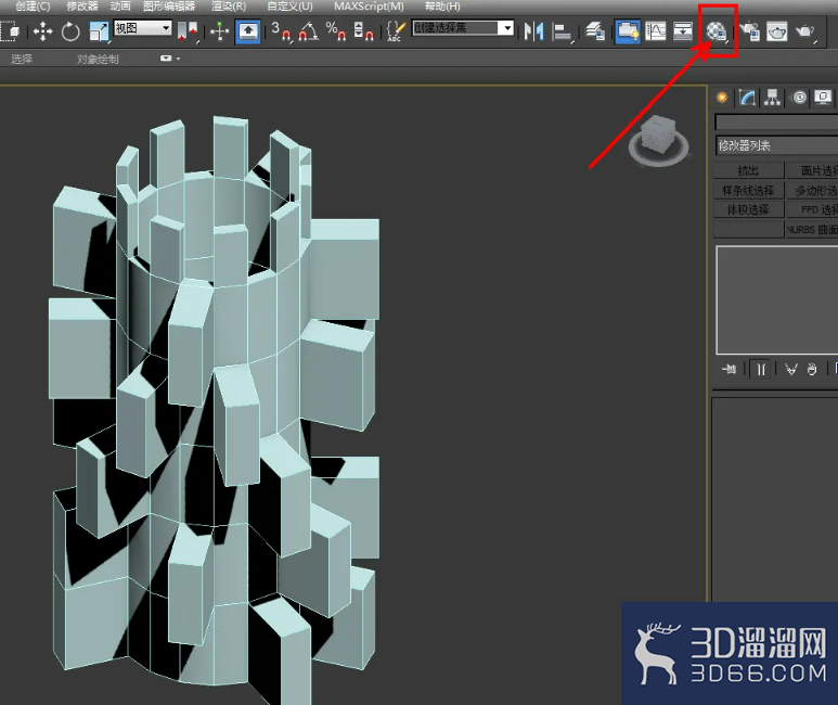 3Dmax多边形面挤出建模教程