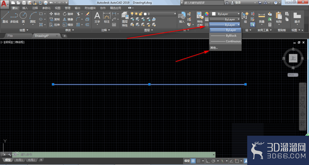 AutoCAD2019中怎么将直线变为点画线？