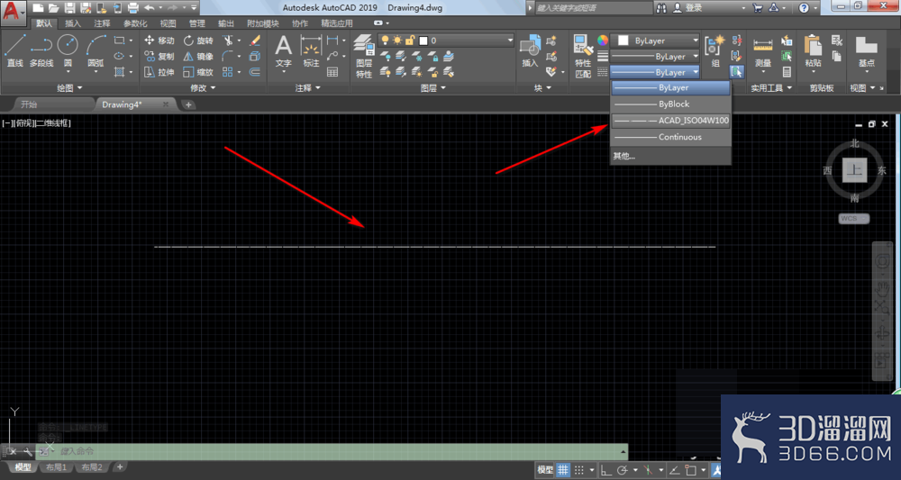 AutoCAD2019中怎么将直线变为点画线？