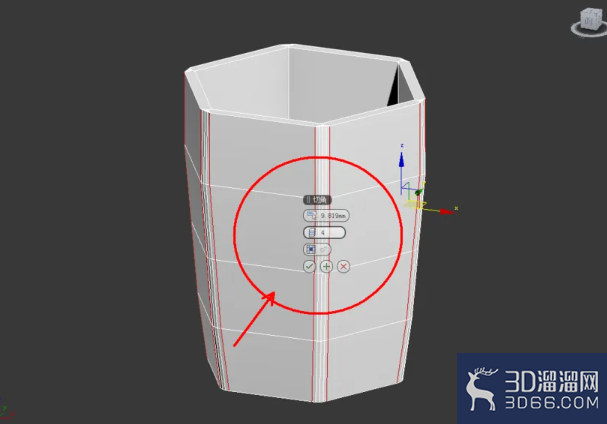 3Dmax如何使用编辑多边形切角？
