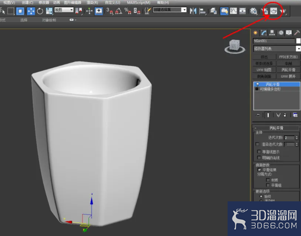 3Dmax如何使用编辑多边形切角？