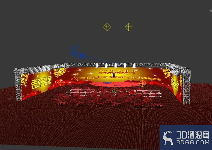 如何用3dmax做环形投影幕布舞台效果图？