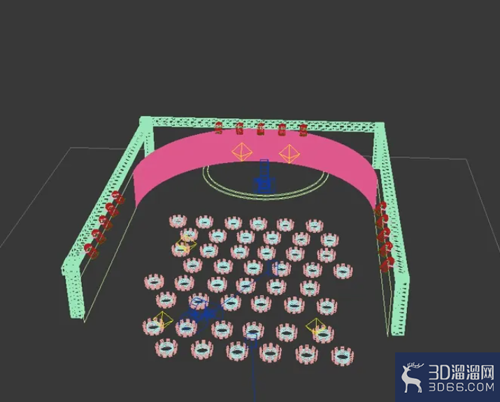 如何用3dmax做环形投影幕布舞台效果图？