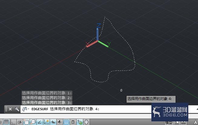 AutoCAD如何绘制边界网格（边界曲面）？