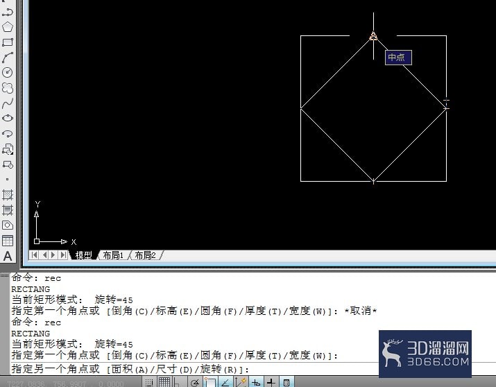 CAD的不同方法绘制内部正方形 CAD的不同方法绘制内部正方形