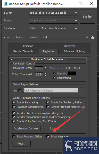 教你3DMAX如何关掉Raytrace messages窗口 教你3DMAX如何关掉Raytrace messages窗口