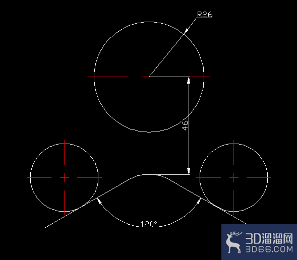在CAD中怎么让三个圆分别在三角形的顶点？