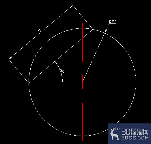 CAD中圆内画已知角度和长度的直线？