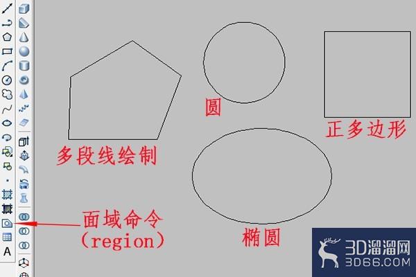 在AutoCAD中对简单图形创建面域的方法