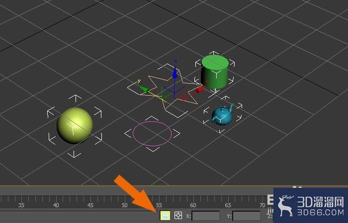 3dmax中如何使用锁定按钮来移动物体？