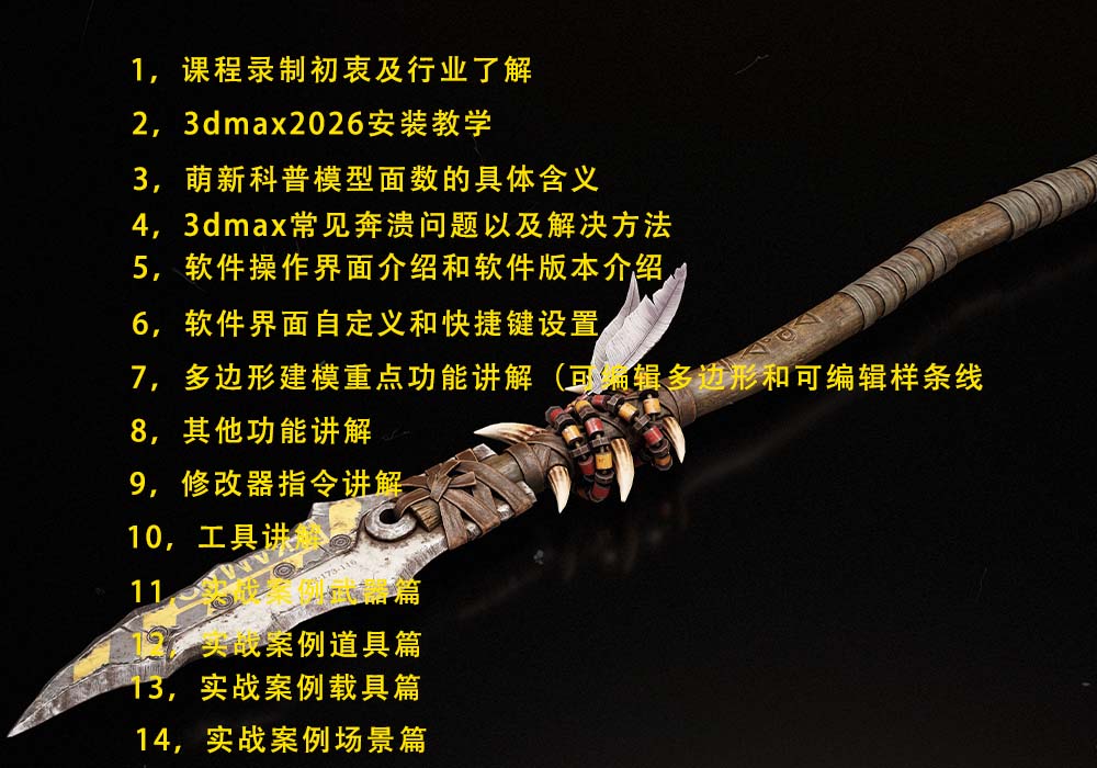 3dMax游戏建模系统教学，从零开始结合40+实战案例